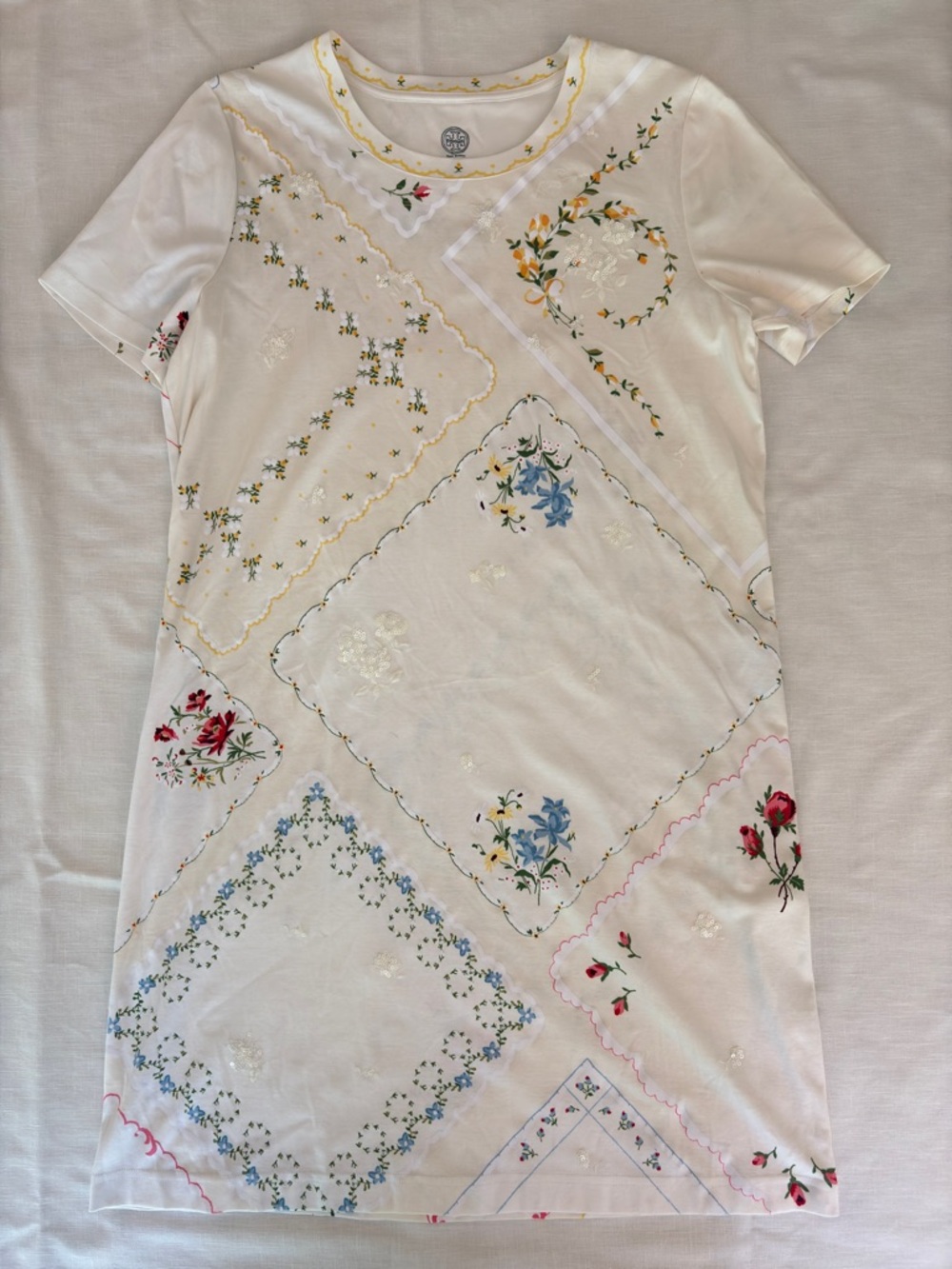Tory Burch Cream Floral Patchwork Shift Dress